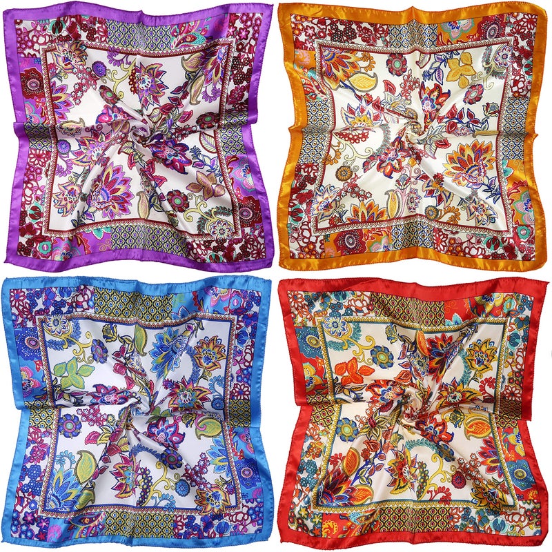 LilMents 12 Mixed Designs Small Square Satin Womens Neck Head Scarf Scarves Bundle Lot Set (Set J) - Image 3